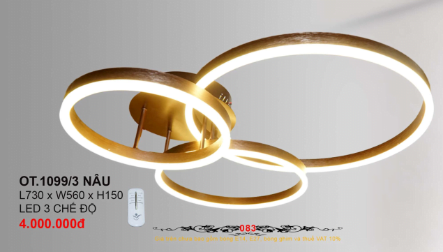 Đèn ốp trần hiện đại OT109/3 Nâu