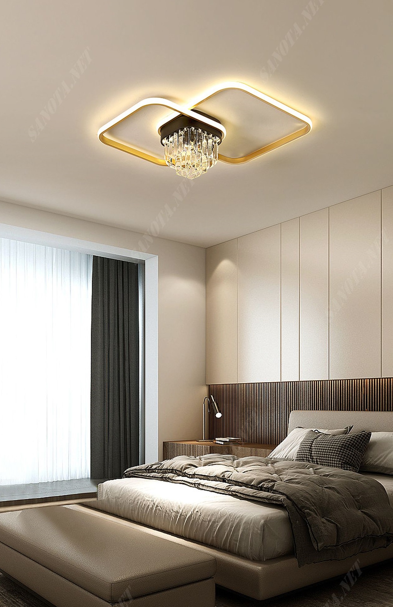 Đèn ốp trần led kết hợp pha lê vuông SNT2116