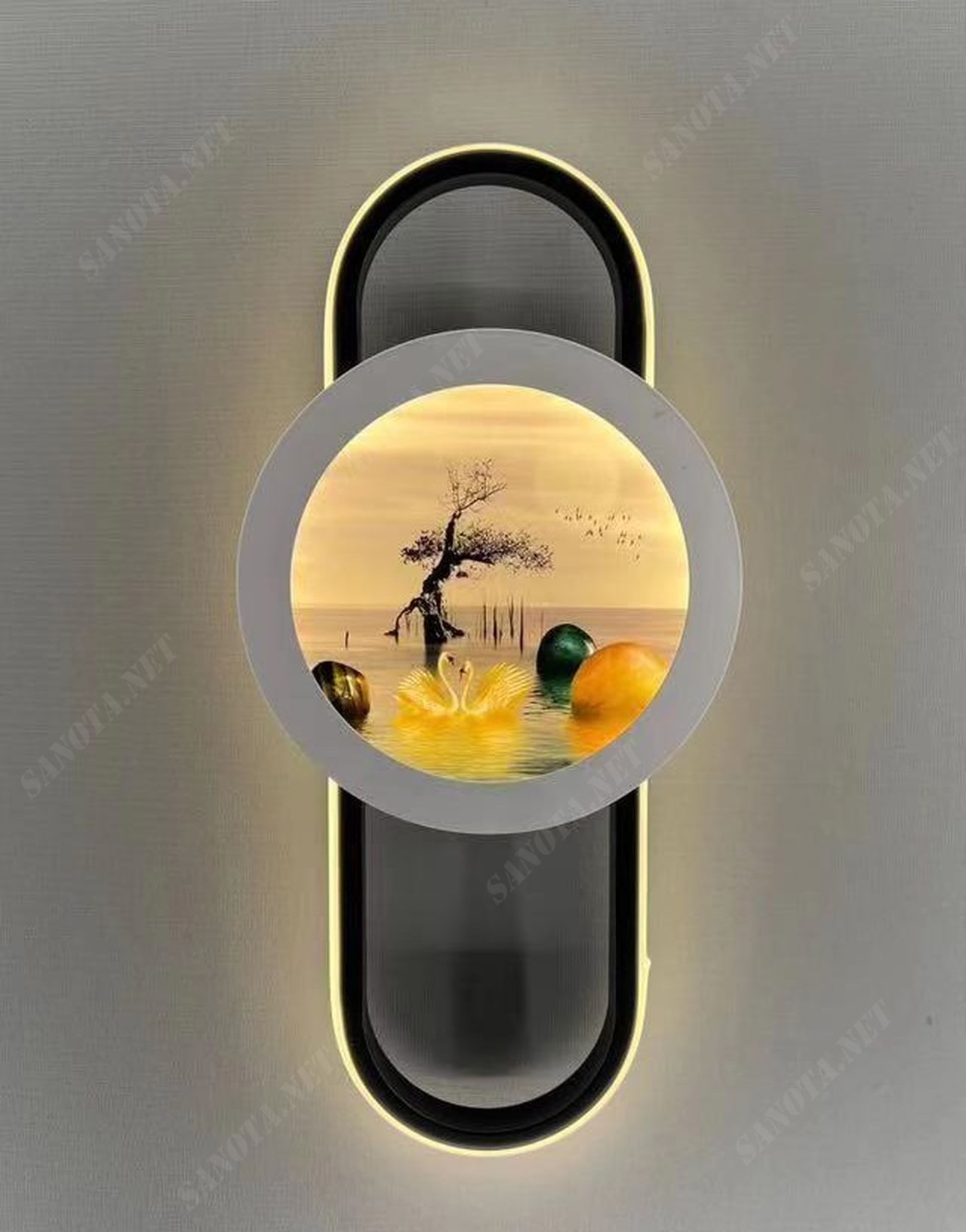 Đèn Tường Kết Hợp Tranh Hồ Thiên Nga SNT2093