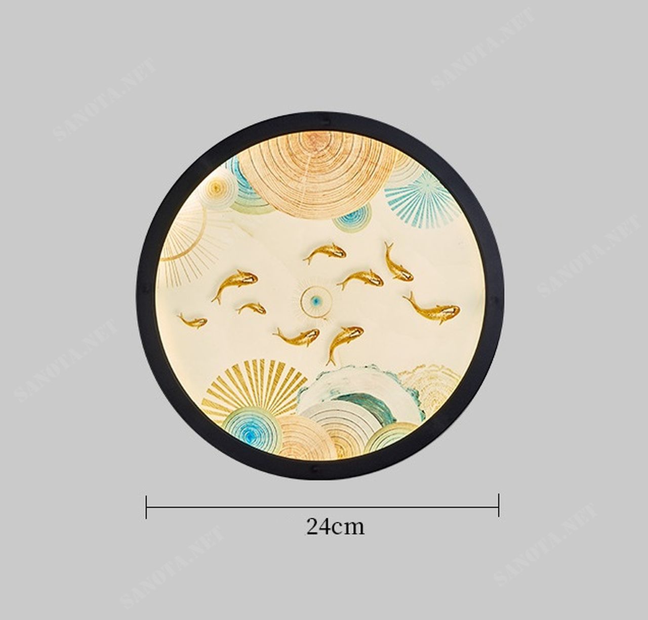 Đèn Tường Kết Hợp Tranh Cửu Ngư Quần Hội SNT2148