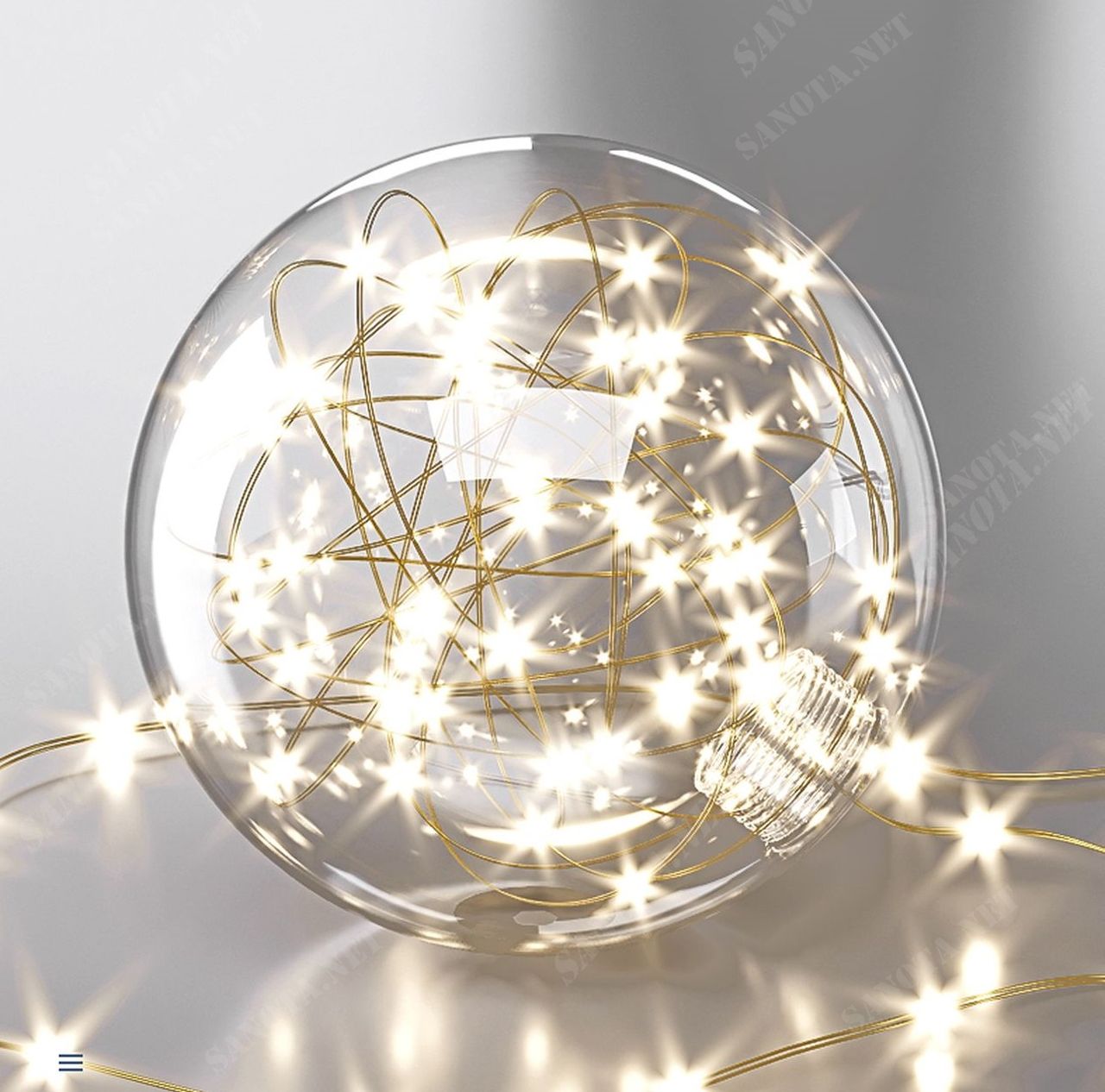 một chiếc đèn ốp trần có thiết kế là những vòng trong ánh sáng độc đáo cùng với đó là sự kết hợp của những vì sao lấp lánh