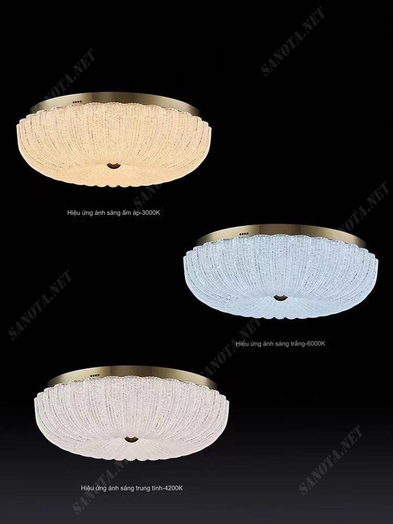 một chiếc đèn ốp trần có thiết kế hiện đại và sang trọng với chất liệu pha lê lấp lánh, chiếc đèn sẽ là một vật trang trí sang trọng cho không gian phòng ngủ, phòng khách, hay cả phòng làm việc, khi chiếc đèn được bật một nguồn ánh sáng toả ra không quá gắt, nhẹ nhàng đủ sáng cho cả không gian đặt chiếc đèn.