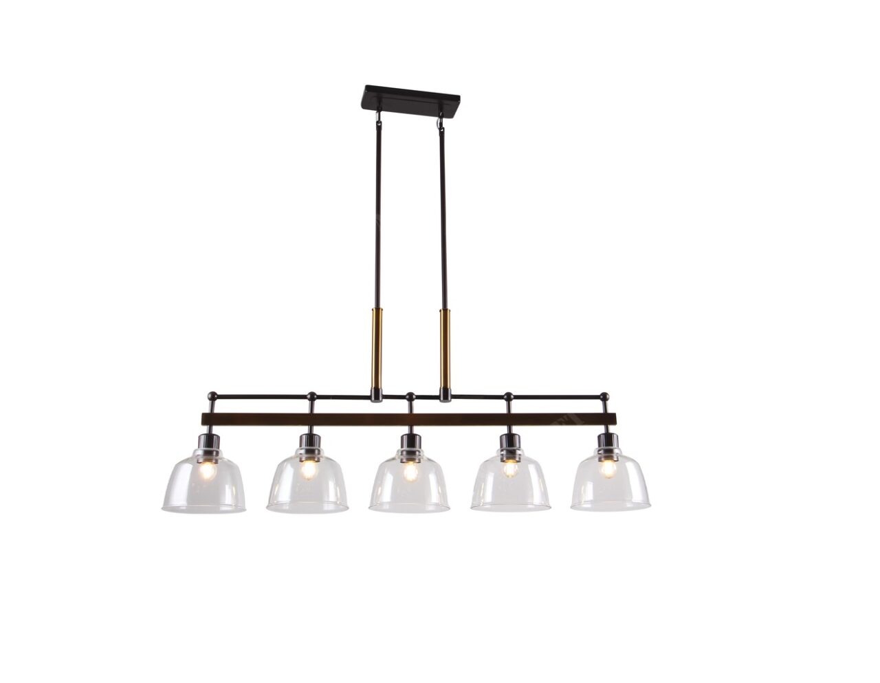 một chiếc đèn chùm hiện đại với thiết kế độc đáo chiếc đèn là sự kết hợp của thân đèn sắt sơn tĩnh điện và các bóng đèn có chao là thuỷ tinh trong suốt, nét đẹp đơn giản hiện đại nhưng vẫn mang lại điểm nhấn tinh tế trong thiết kế nội thất, một chiếc đèn chùm phù hợp với nhiều không gian khác nhau từ phòng khách hiện đại, đến điểm nhấn bàn ăn, phòng làm việc tinh tế chiếc đèn vừa làm tốt chức năng chiếu sáng vừa là món đồ trang trí cho căn nhà của bạn