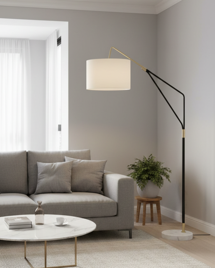 Đèn đứng sở hữu thiết kế hiện đại, sang trọng với kiểu dáng thanh mảnh, gọn gàng. Thân đèn được làm từ kim loại cao cấp, phủ sơn tĩnh điện màu đen.