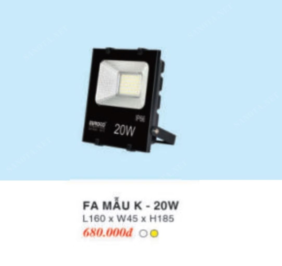 Đèn pha sân vườn FA-MẪUK20W