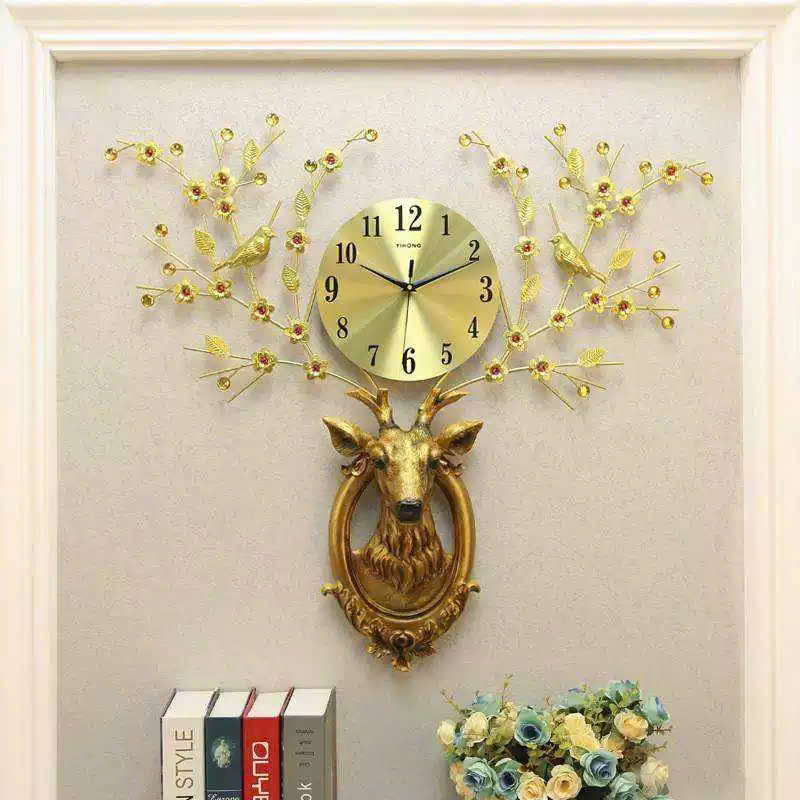 Đồng hồ kết hợp tranh hươu cao cấp SNT3652