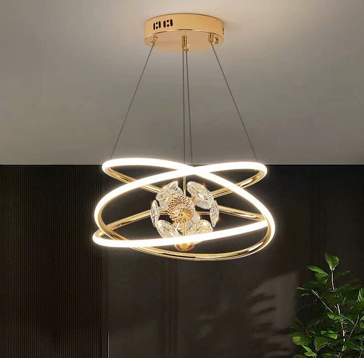 Đèn chùm vòng tròn mạ vàng uốn lượn SNT4286