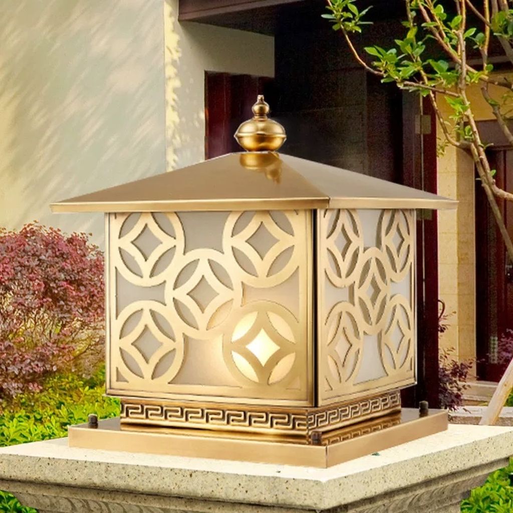 Đèn trụ cổng mạ vàng sang trọng SNT5586 - Ảnh 3