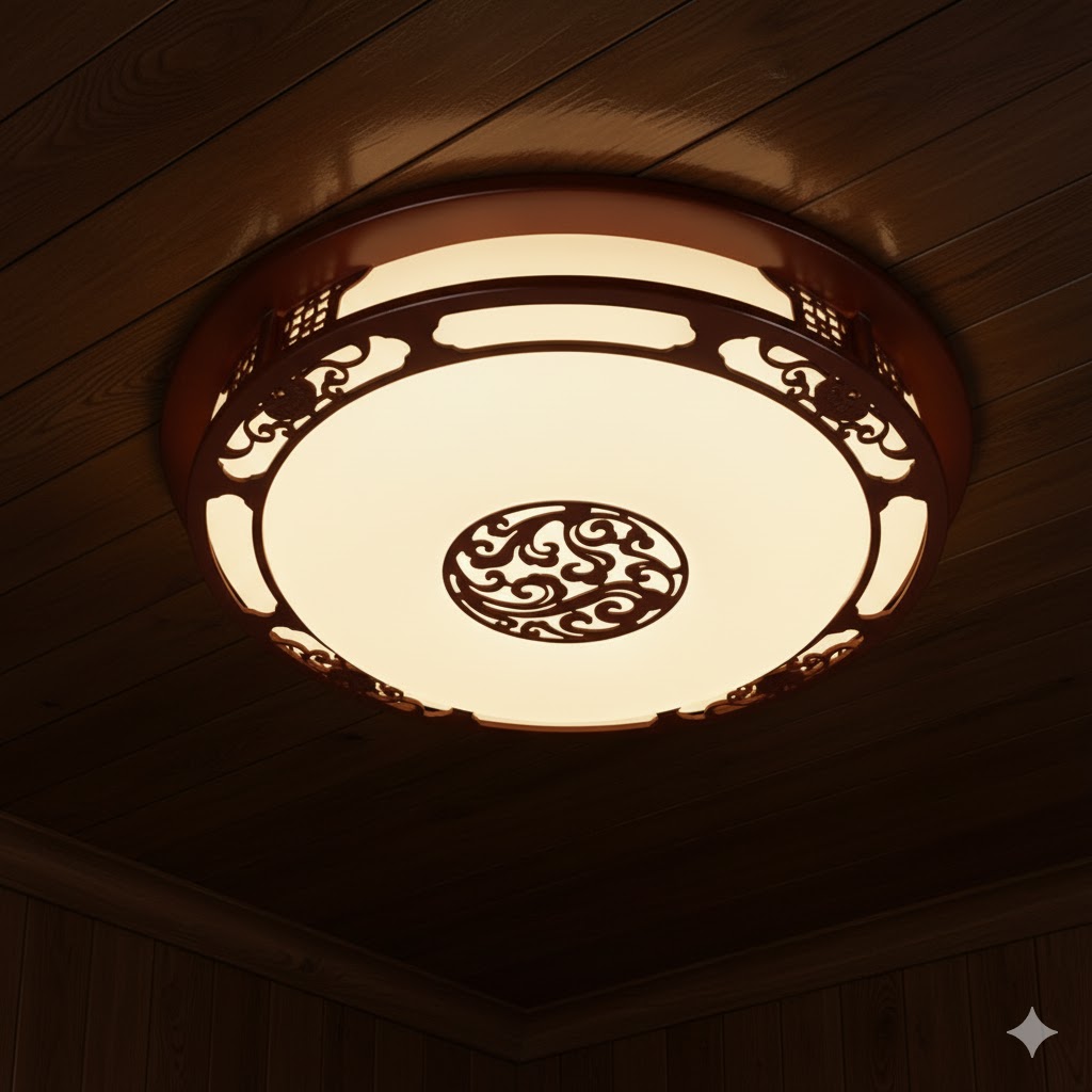 Đèn ốp trần gỗ cổ điển SNT5819