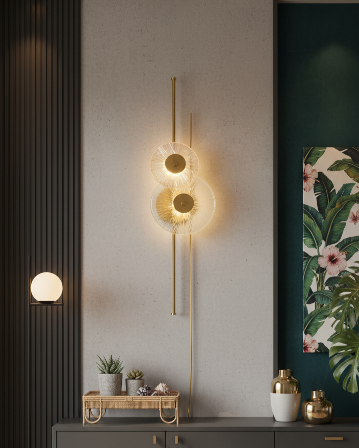 Đèn tường song hoa ánh vàng SNT5998