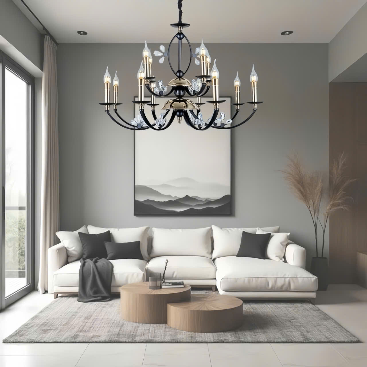 Đèn chùm pha lê đen sang trọng SNT5810