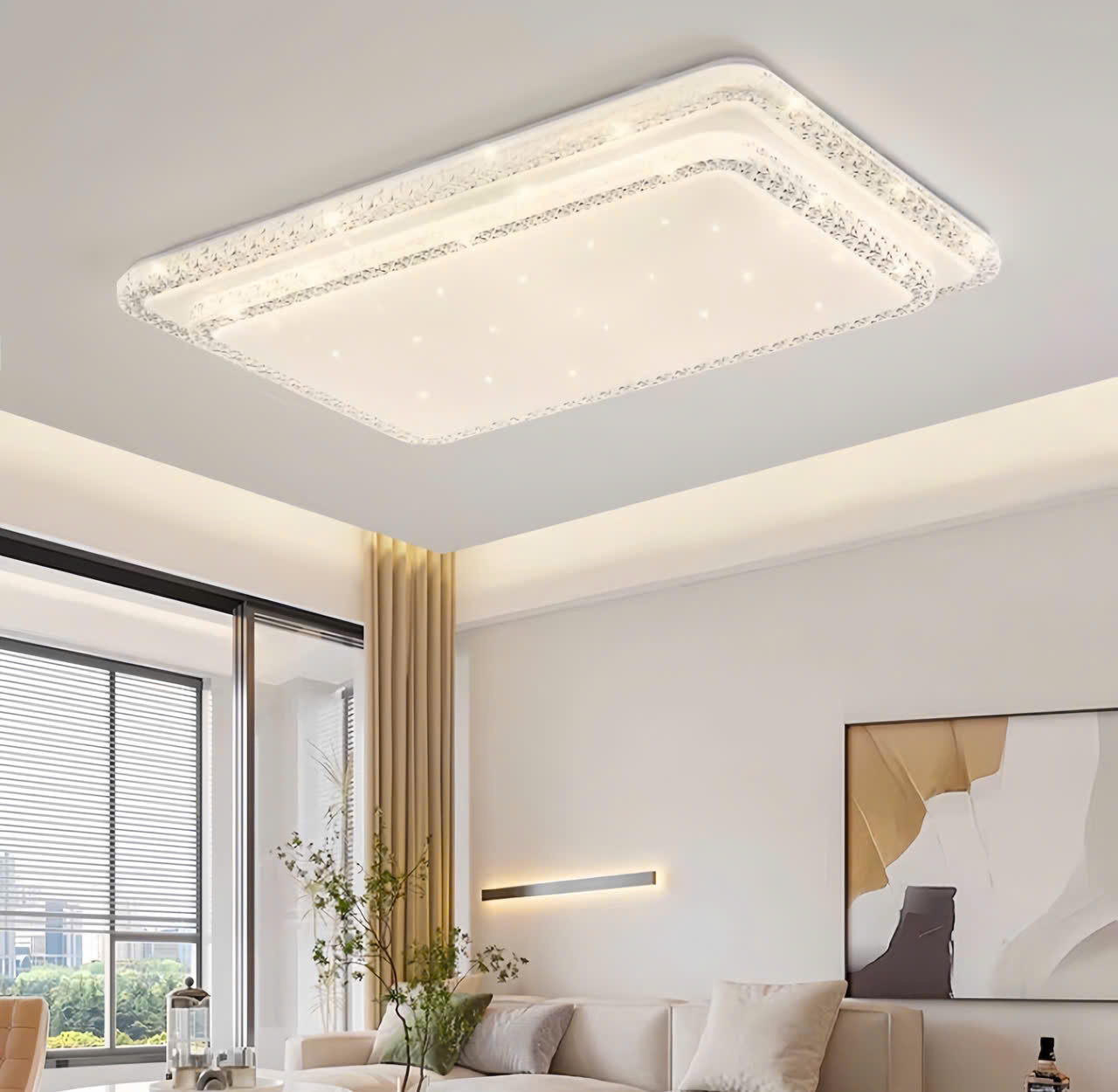 Đèn ốp trần LED pha lê khung chữ nhật SNT5812