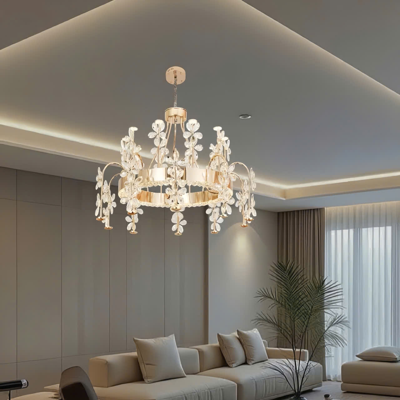 Đèn Chùm Pha Lê Hoa Nghệ Thuật SNT5817 