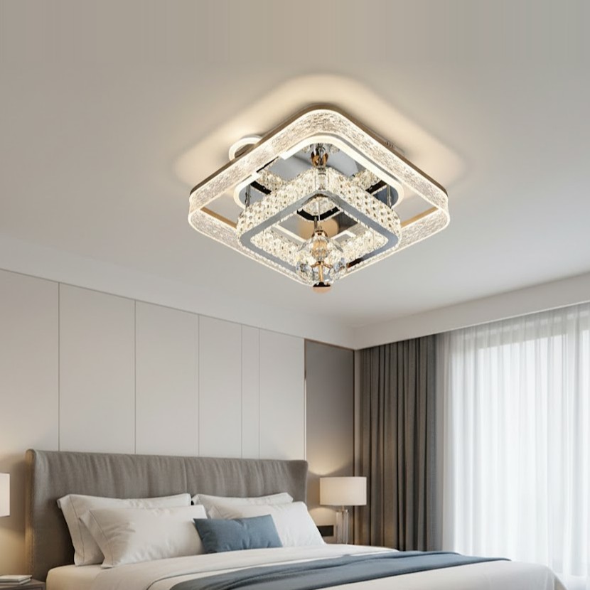 Đèn ốp trần pha lê vuông hiện đại SNT5840