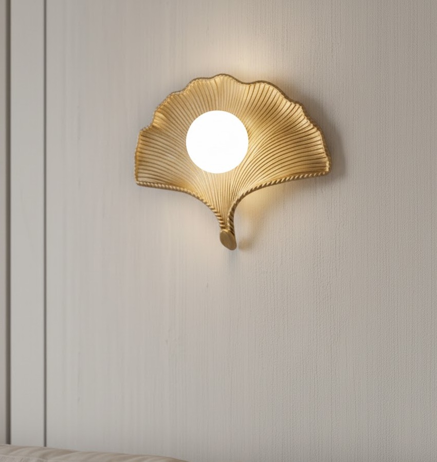 Đèn tường decor hình lá mạ vàng hiện đại SNT6105