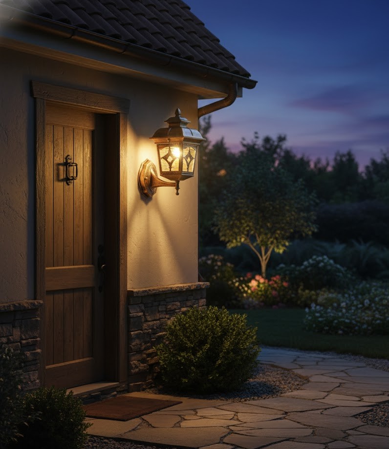 Đèn tường ngoài trời này được thiết kế với phần chao đèn dạng hộp 6 mặt. Điểm nhấn là các khung hoa văn tinh xảo mang hơi hướng châu Âu cổ điển. Lớp kính trong suốt giúp ánh sáng lan tỏa ấm áp, tạo cảm giác dễ chịu và đầy nghệ thuật. Nhìn tổng thể, chiếc đèn mang đến một vẻ đẹp vừa trang nhã, vừa mạnh mẽ. Phù hợp với các công trình biệt thự, sân vườn, nhà phố, cổng chính hay lối đi sân vườn.