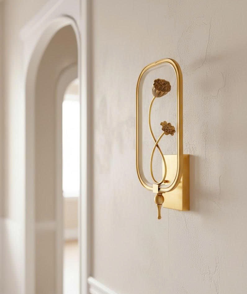 Đèn tường đồng oval hình đài sen SNT6133