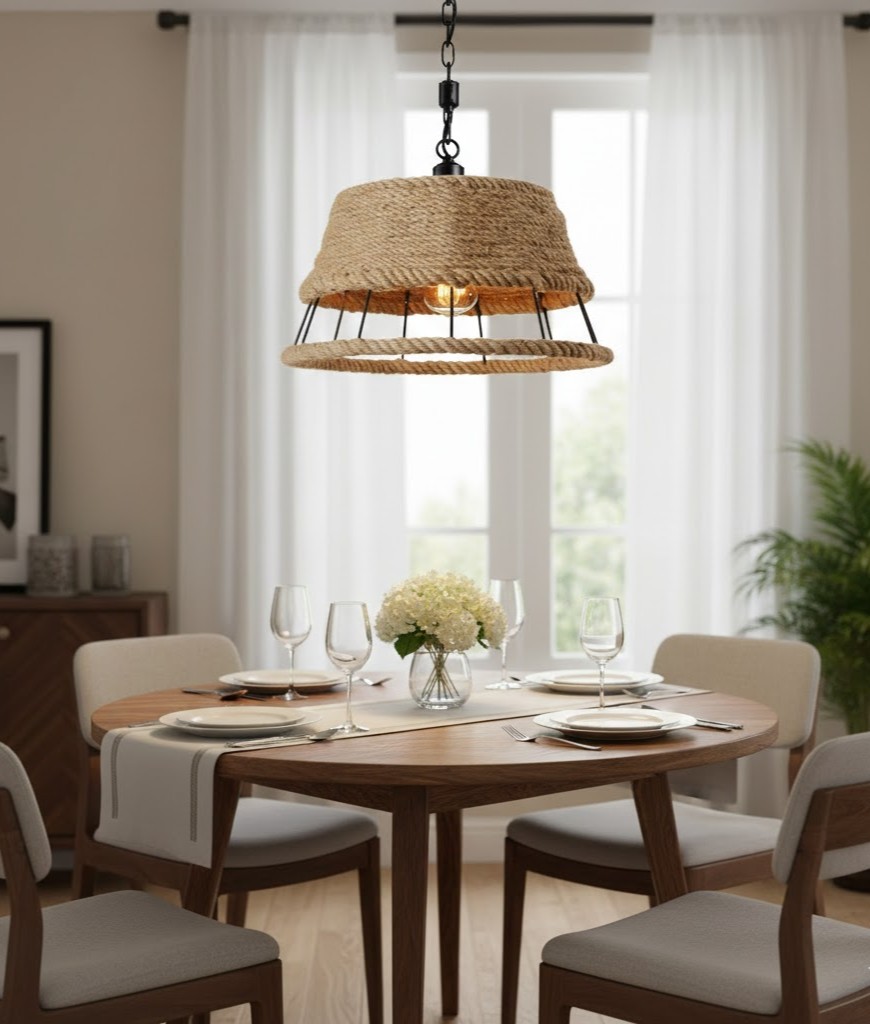 Đèn thả dây thừng mộc mạc SNT6165