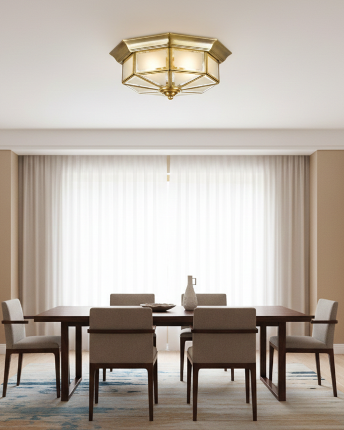 Đèn ốp trần đồng hình bát giác SNT6180 có hình dáng tổng thể là khối bát giác độc đáo. Được thiết kế để ốp sát trần nhà. Toàn bộ khung đèn được.....