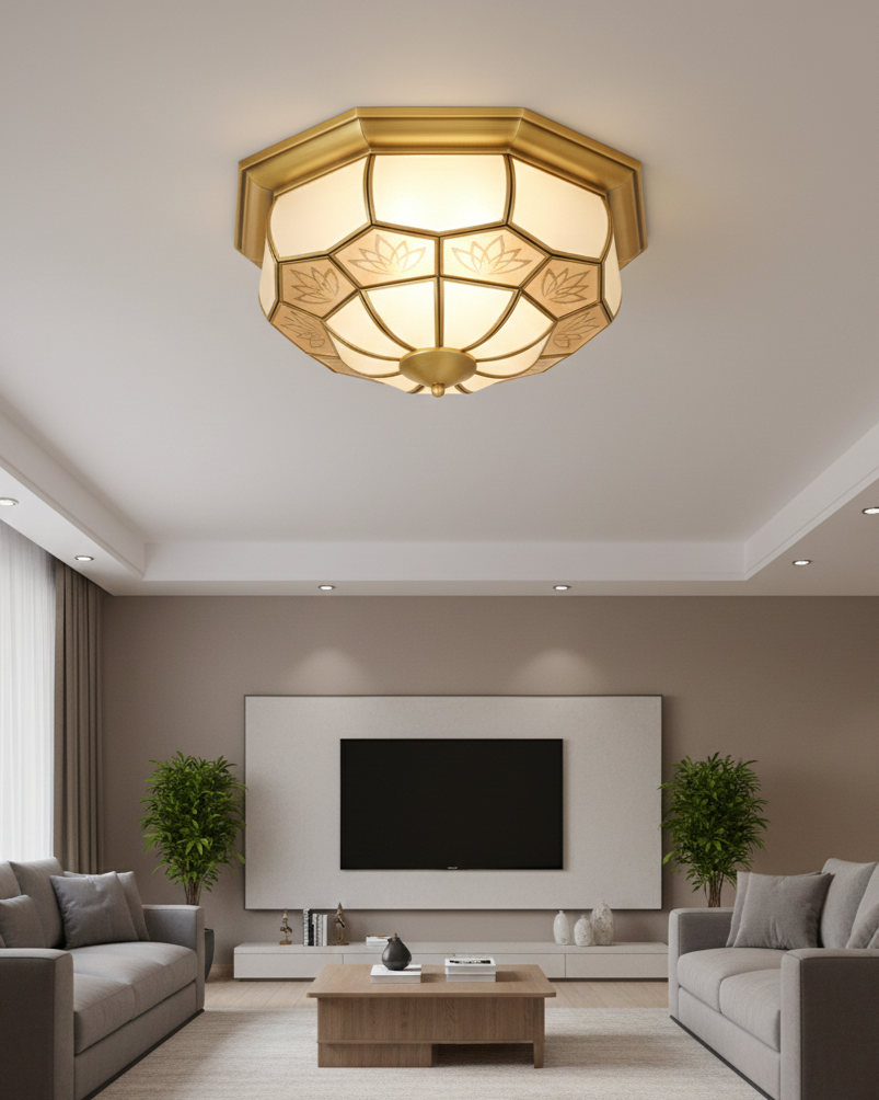 Đèn ốp trần đồng hoạ tiết cổ điển SNT6186 sở hữu thiết kế hình bát úp với cấu trúc khung đồng chắc chắn. Tạo nên vẻ ngoài sang trọng và bền bỉ.....