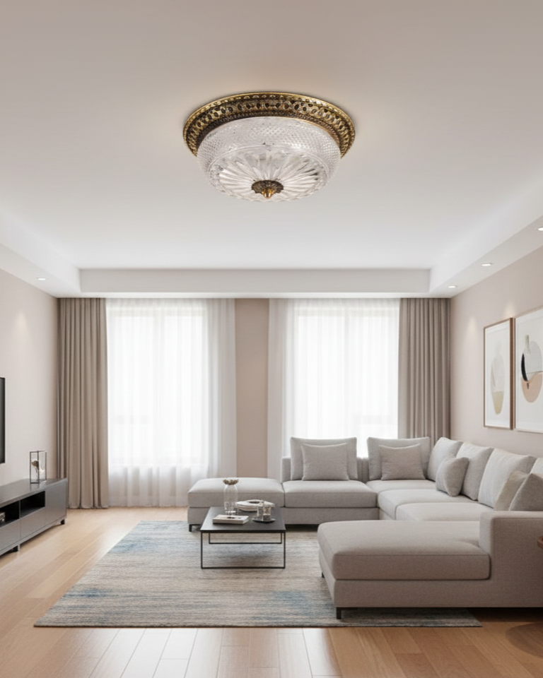 Đèn ốp trần đồng pha lê châu Âu SNT6194 có thiết kế hình tròn, dạng ốp sát trần. Nổi bật với đường kính 400 mm. Phần khung viền bên ngoài được....