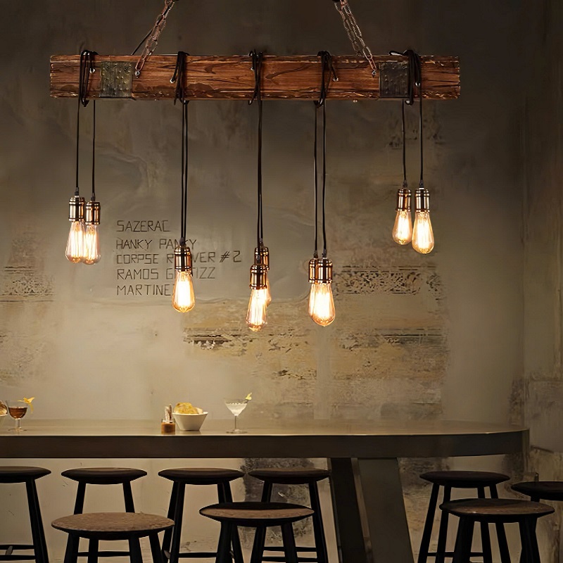 Đèn Chùm Gỗ Thô Mộc Vintage SNT6210