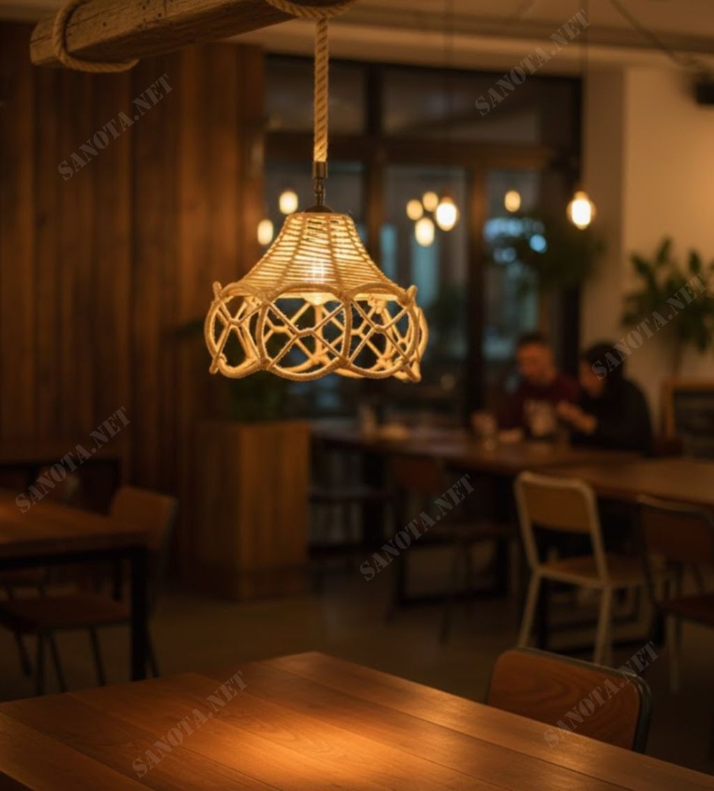 Đèn thả dây thừng đan thủ công SNT6172 - Ảnh 2