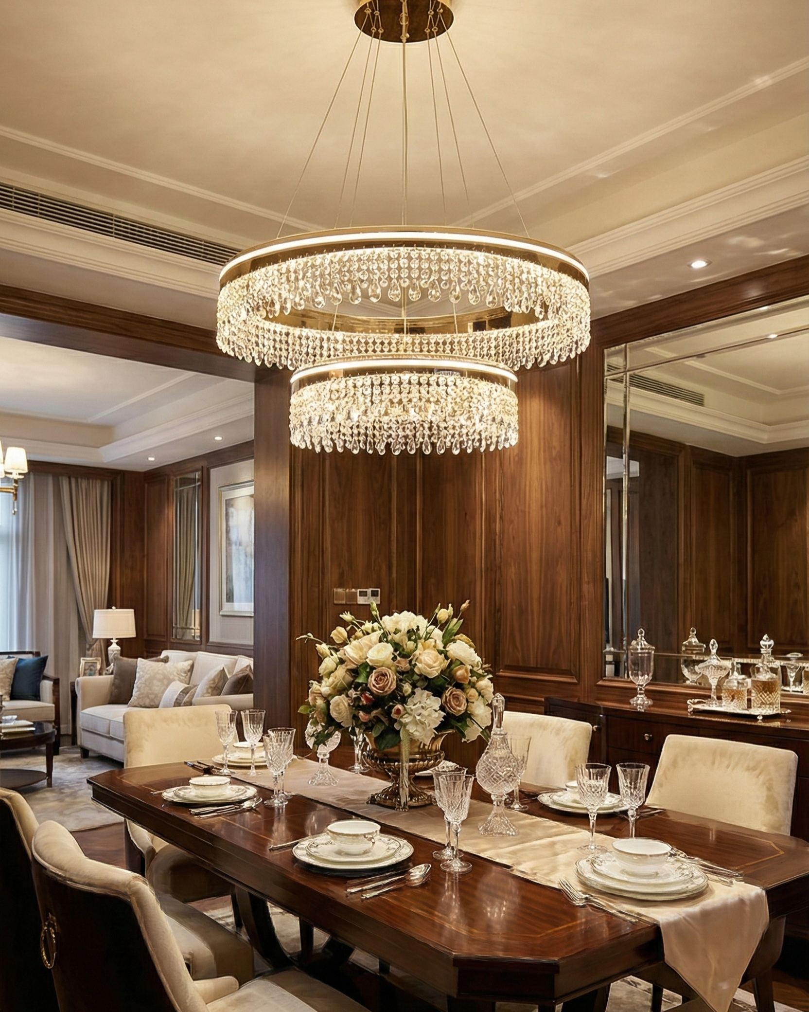 Đèn chùm pha lê vòng tròn đôi SNT6199 sở hữu kết cấu hai tầng hình vòng tròn xếp lệch. Tạo cảm giác hài hòa và cuốn hút khi nhìn từ mọi góc độ....