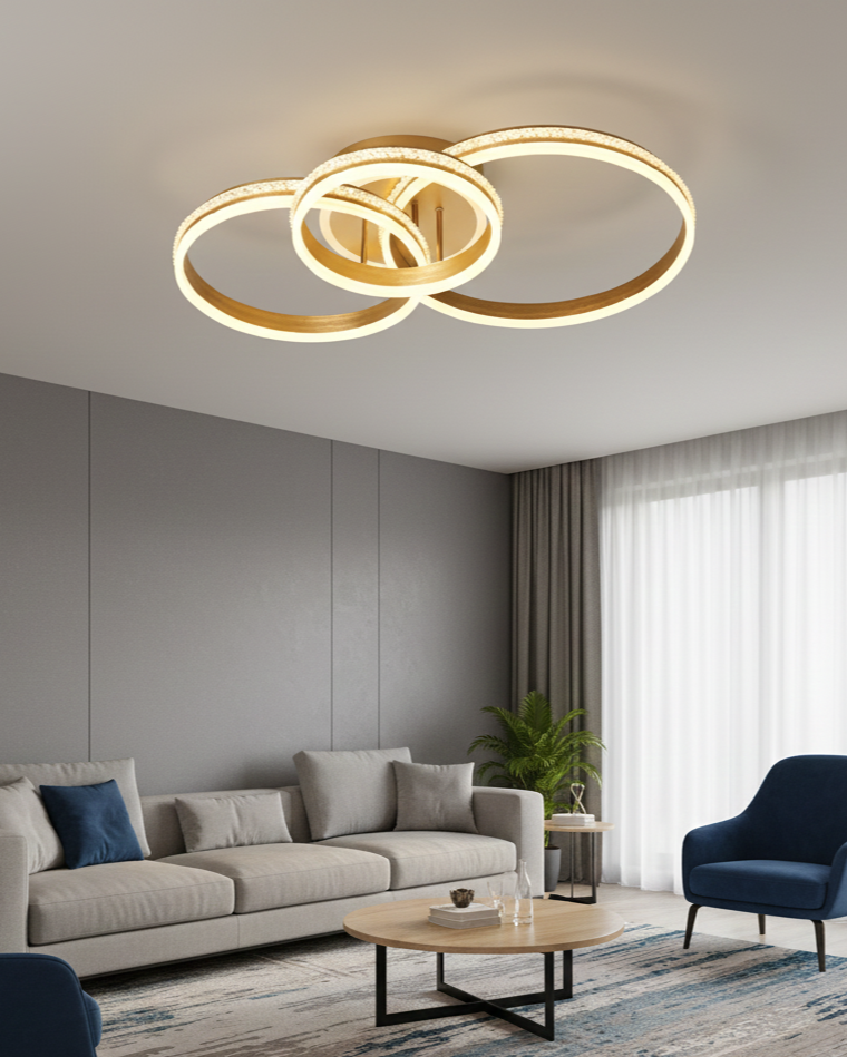 Đèn ốp trần vòng sáng đan xen SNT6244 sở hữu thiết kế ba vòng ánh sáng đan xen đầy nghệ thuật, tạo điểm nhấn sang trọng cho mọi không gian nội thất....