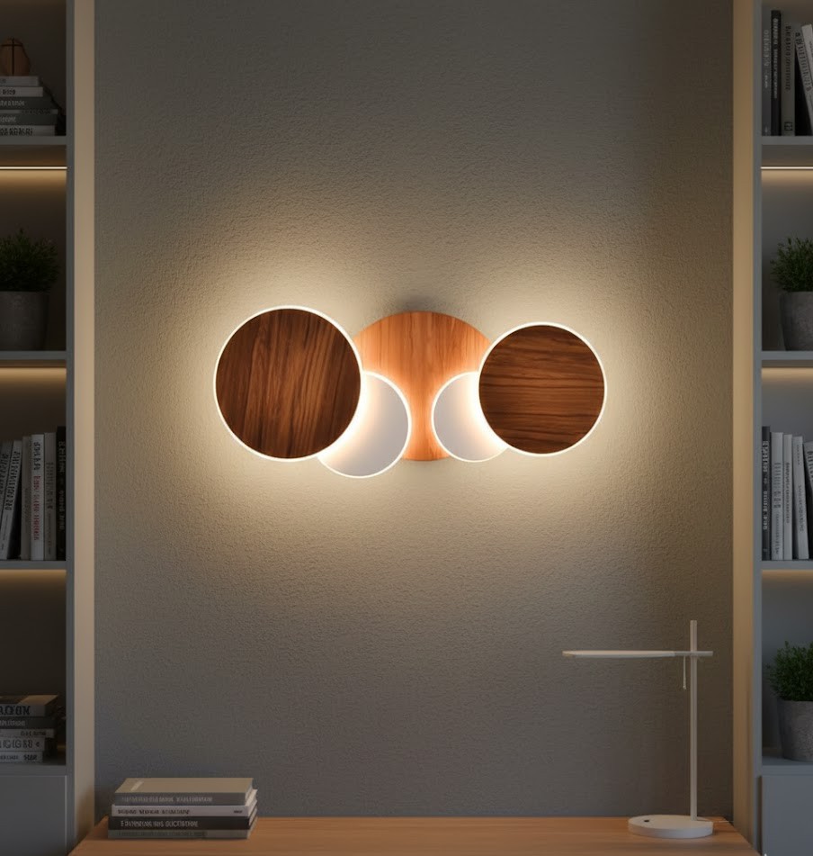 Đèn tường khối tròn vân gỗ độc đáo SNT6274