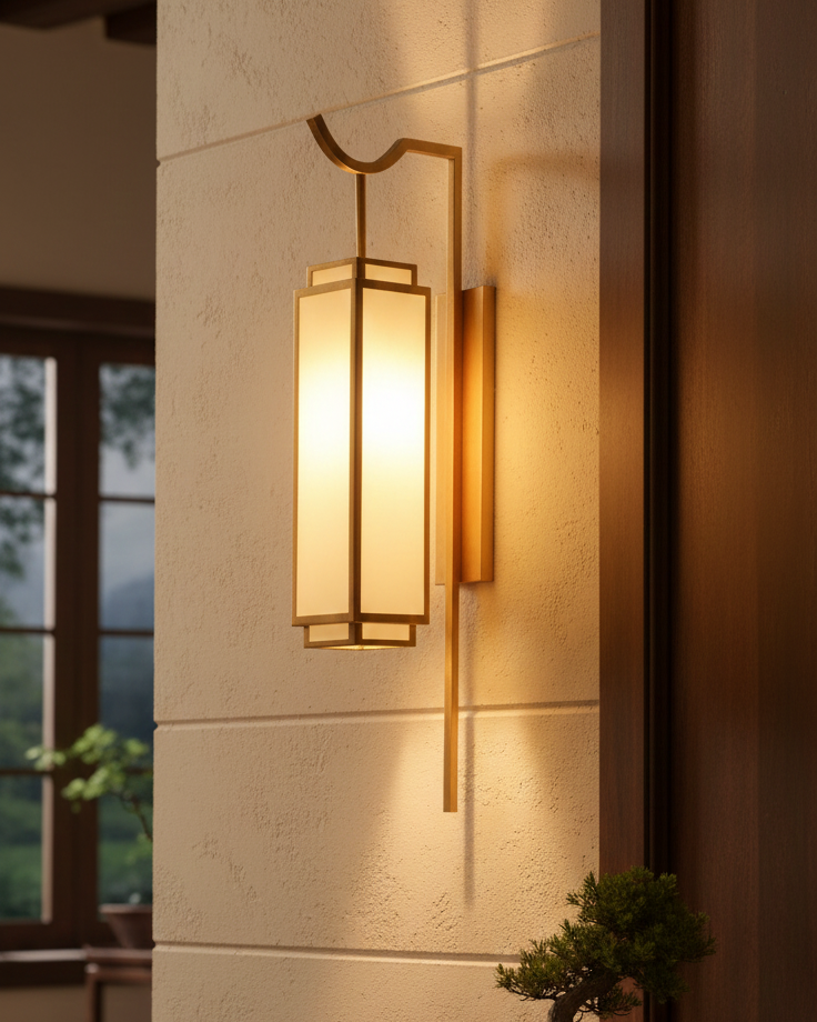 Đèn tường Indochine khung đồng chao vải SNT6291 cấu trúc đèn bắt đầu với phần ốp trần và đui đèn được làm từ kim loại cao cấp, phủ lớp mạ màu vàng...