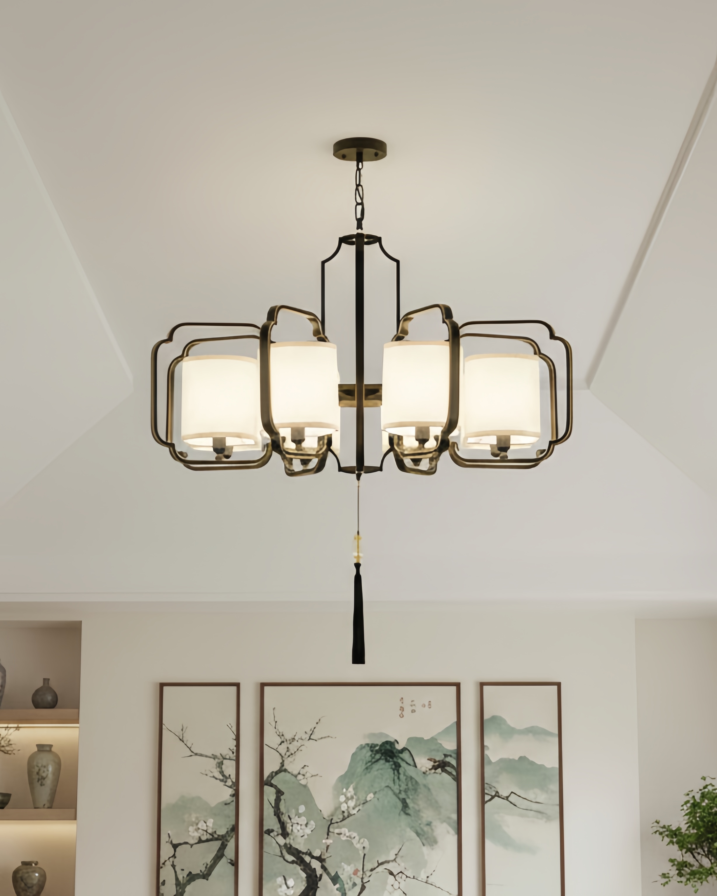 Đèn chùm phong cách Indochine SNT6300 nổi bật với cấu trúc đồ sộ và tinh xảo, thể hiện rõ phong cách Tân cổ điển Á Đông. Khung đèn được làm từ....