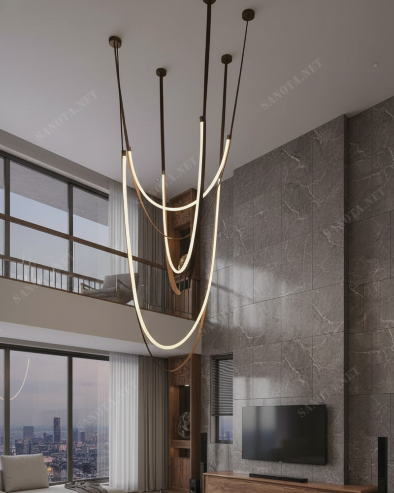 Đèn thả thông tầng dây da hiện đại SNT6306 - Ảnh 2