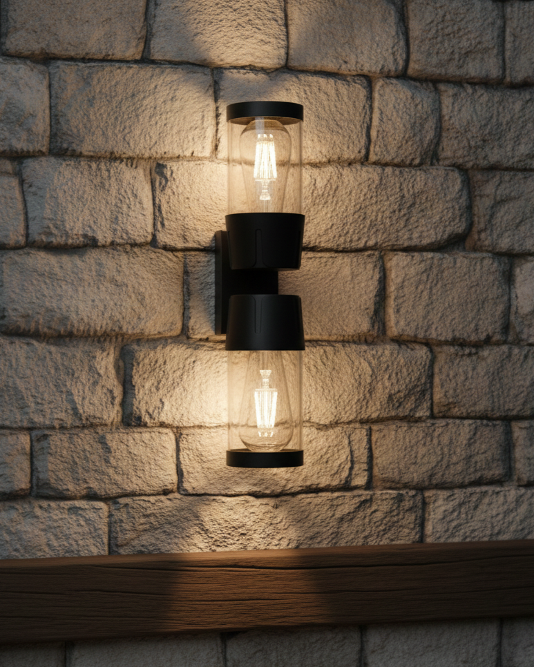 Đèn vách ngoài trời khối trụ đối xứng SNT6314 nổi bật với thiết kế trụ đôi đối xứng. Gắn trên một giá đỡ màu đen mờ tạo cảm giác chắc chắn và bền bỉ....